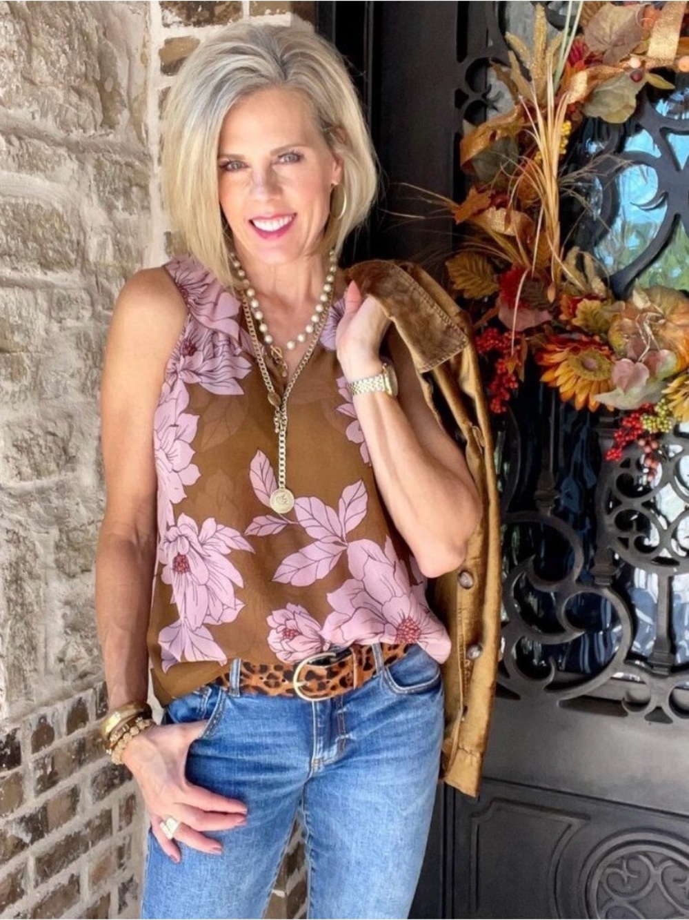 CABi Hothouse Floral Layered Chiffon Blouse size S